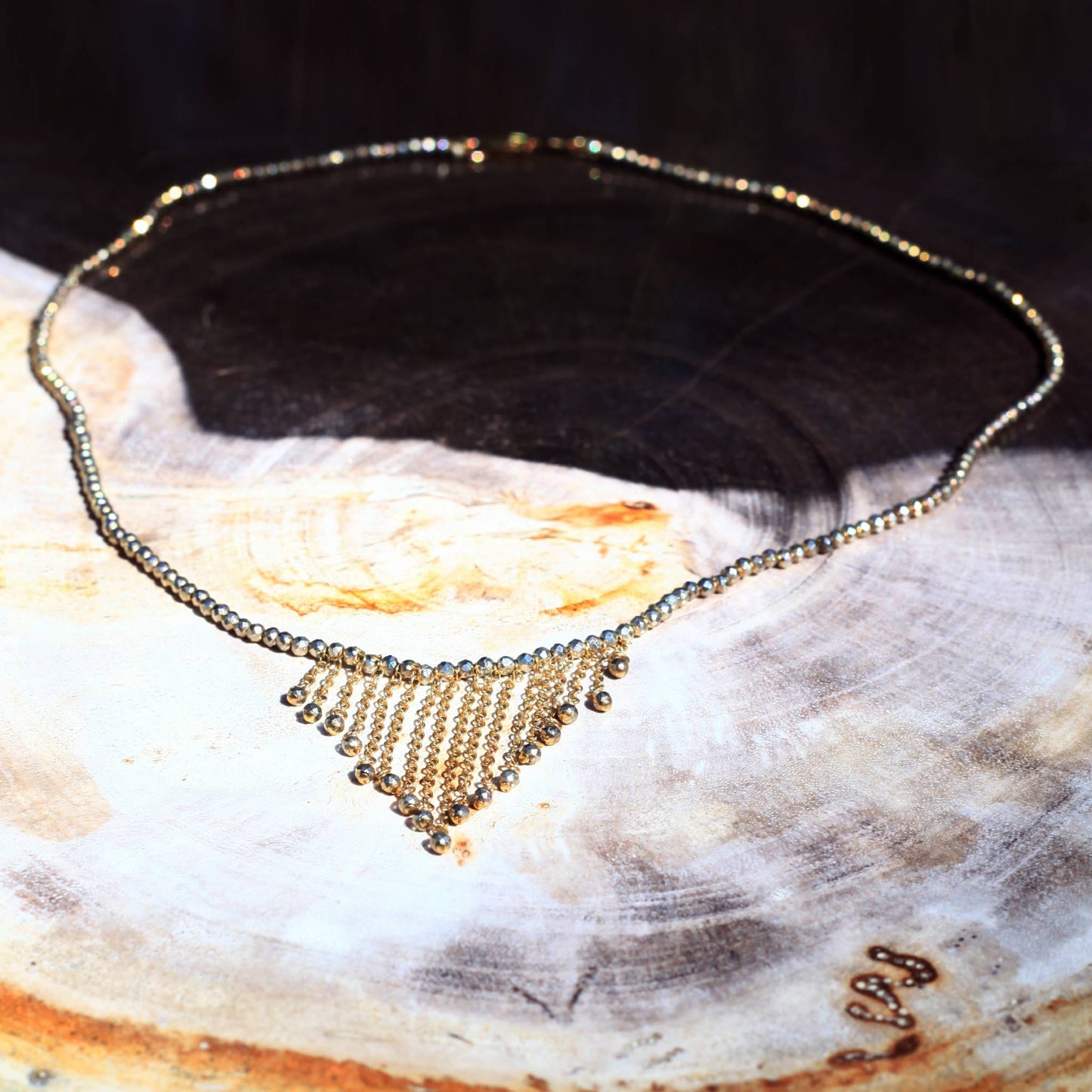 Dana Kellin Jewelry | Silver + Pyrite 14k Gold Fill Chain Choker | Firecracker