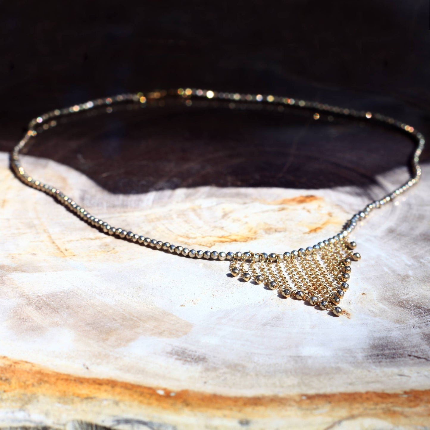 Dana Kellin Jewelry | Silver + Pyrite 14k Gold Fill Chain Choker | Firecracker