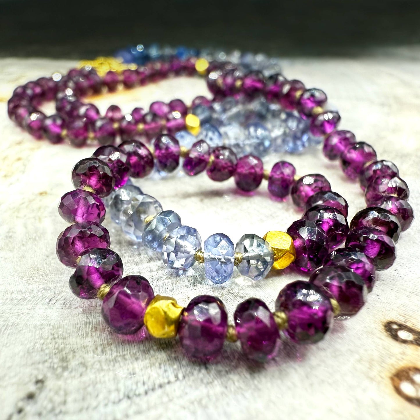 Lena Skadegard Jewelry | Garnet + Iolite 14k Gold Bead Necklace | Firecracker