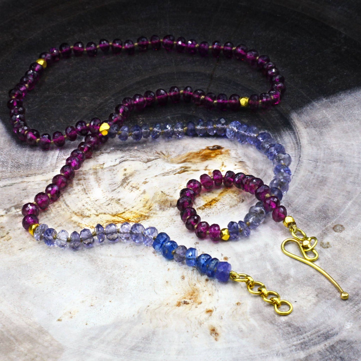 Lena Skadegard Jewelry | Garnet + Iolite 14k Gold Bead Necklace | Firecracker