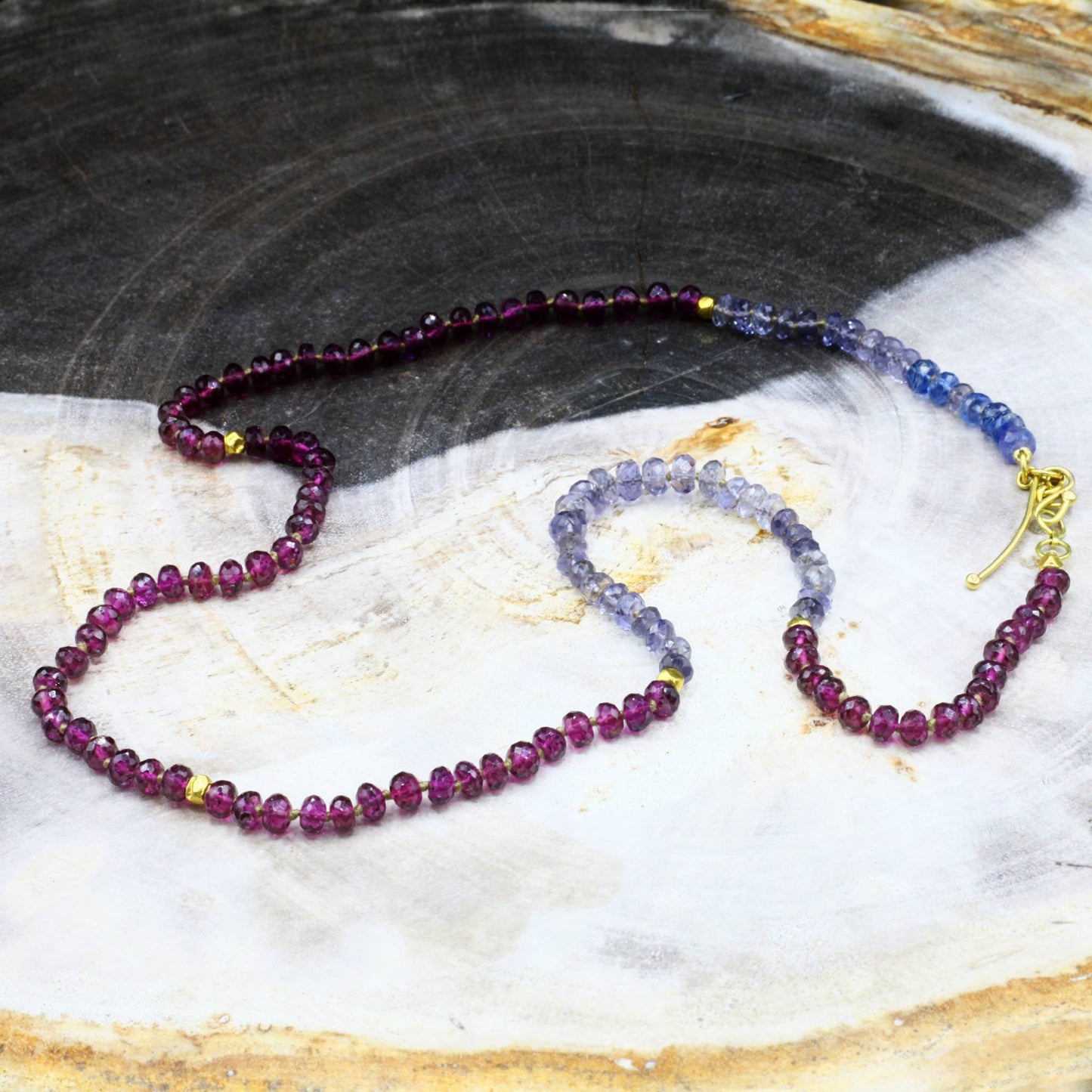 Lena Skadegard Jewelry | Garnet + Iolite 14k Gold Bead Necklace | Firecracker