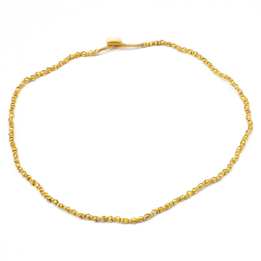 Lena Skadegard Jewelry | Gold Bead + Knotted Button Necklace | Firecracker