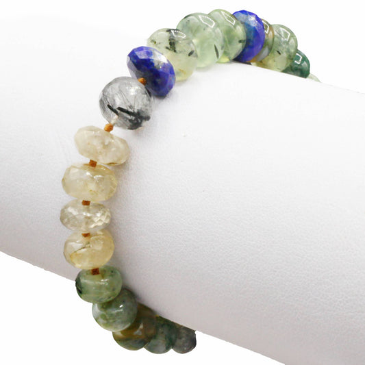 Lena Skadegard Jewelry | Lapis, Pyrite + Chrysoprase Mixed Gemstone Tassel Bracelet | Firecracker