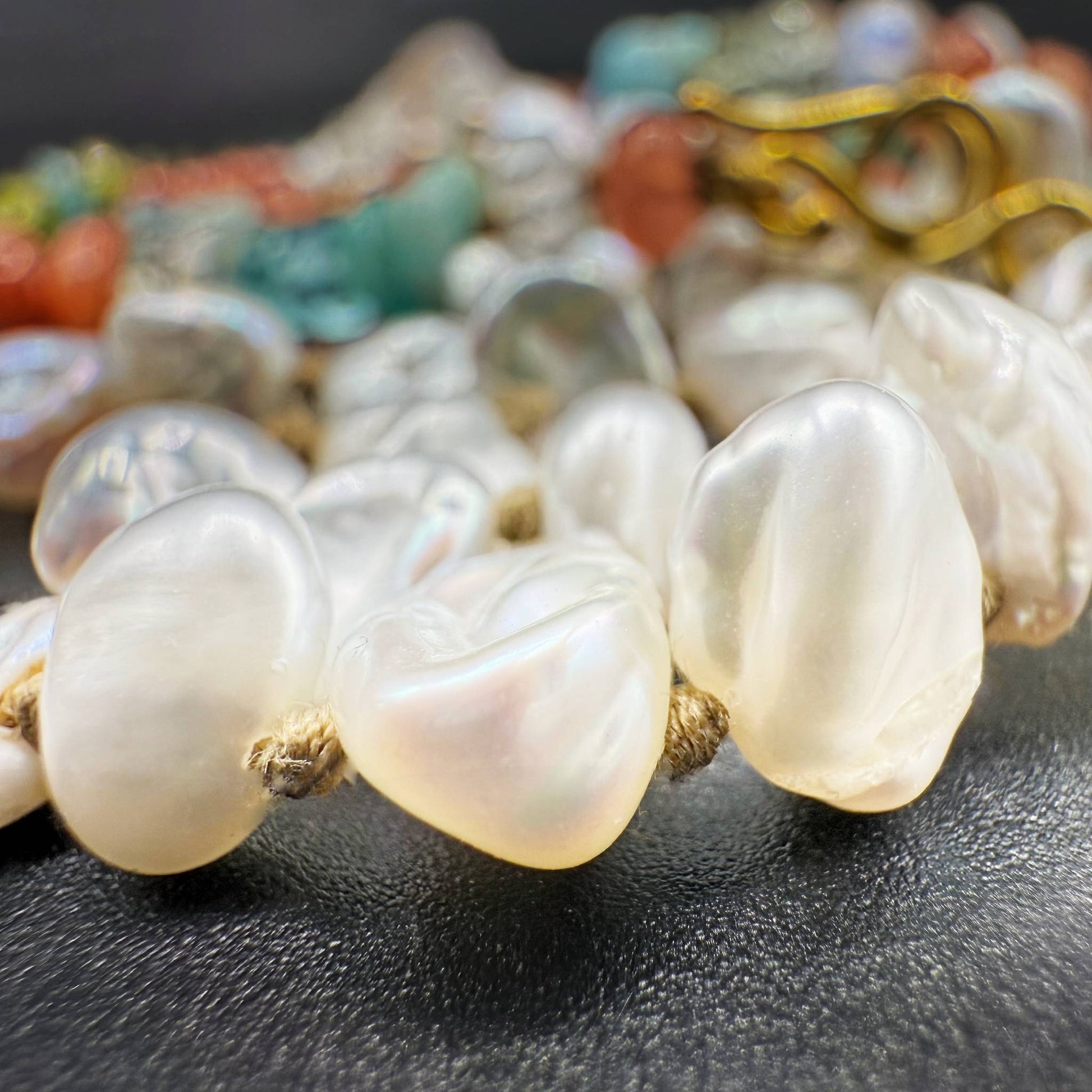 Lena Skadegard Jewels | Peruvian Opal, Pearl + Moonstone 9k Gold Gemstone Necklace | Firecracker