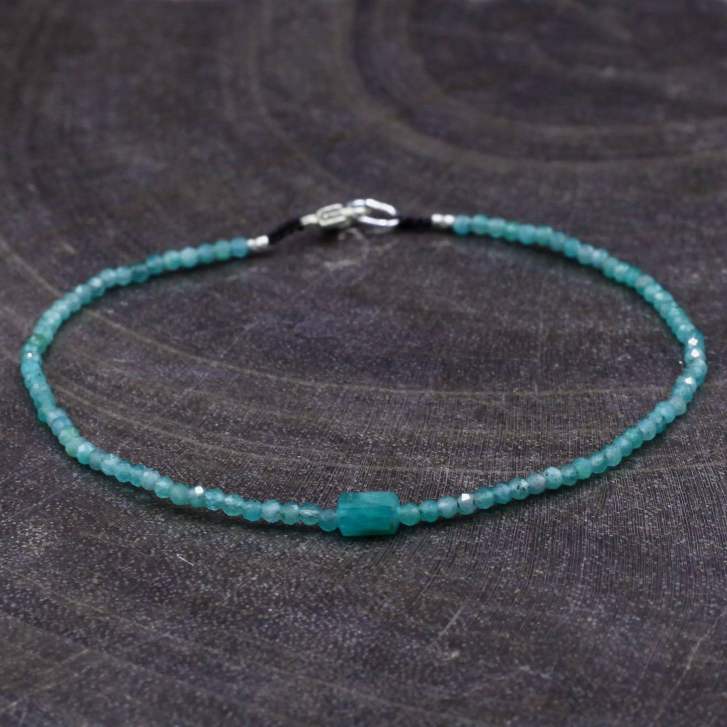 Margaret Solow Jewelry | Emerald + Sterling Silver Beaded Bracelet | Firecracker