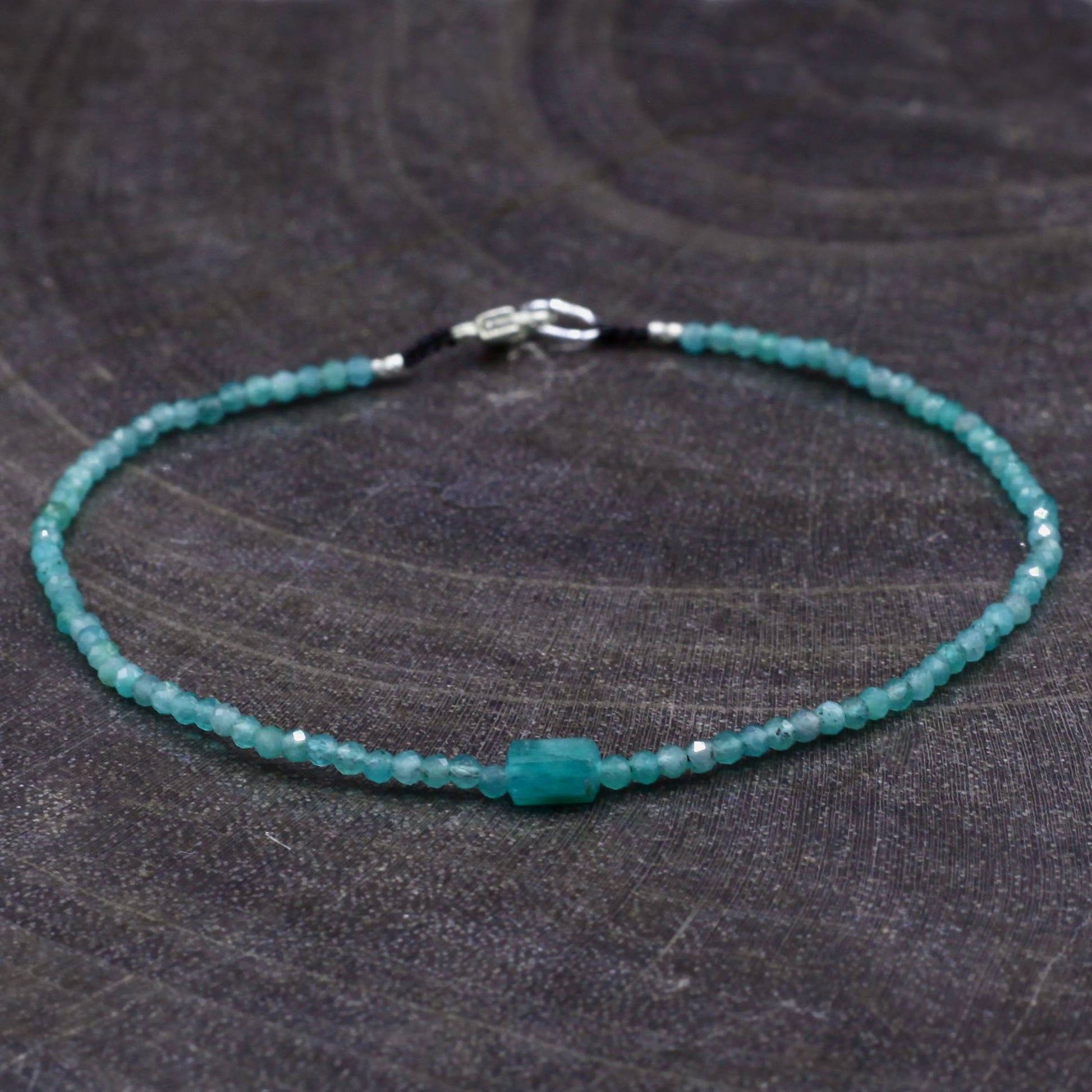 Margaret Solow Jewelry | Emerald + Sterling Silver Beaded Bracelet | Firecracker