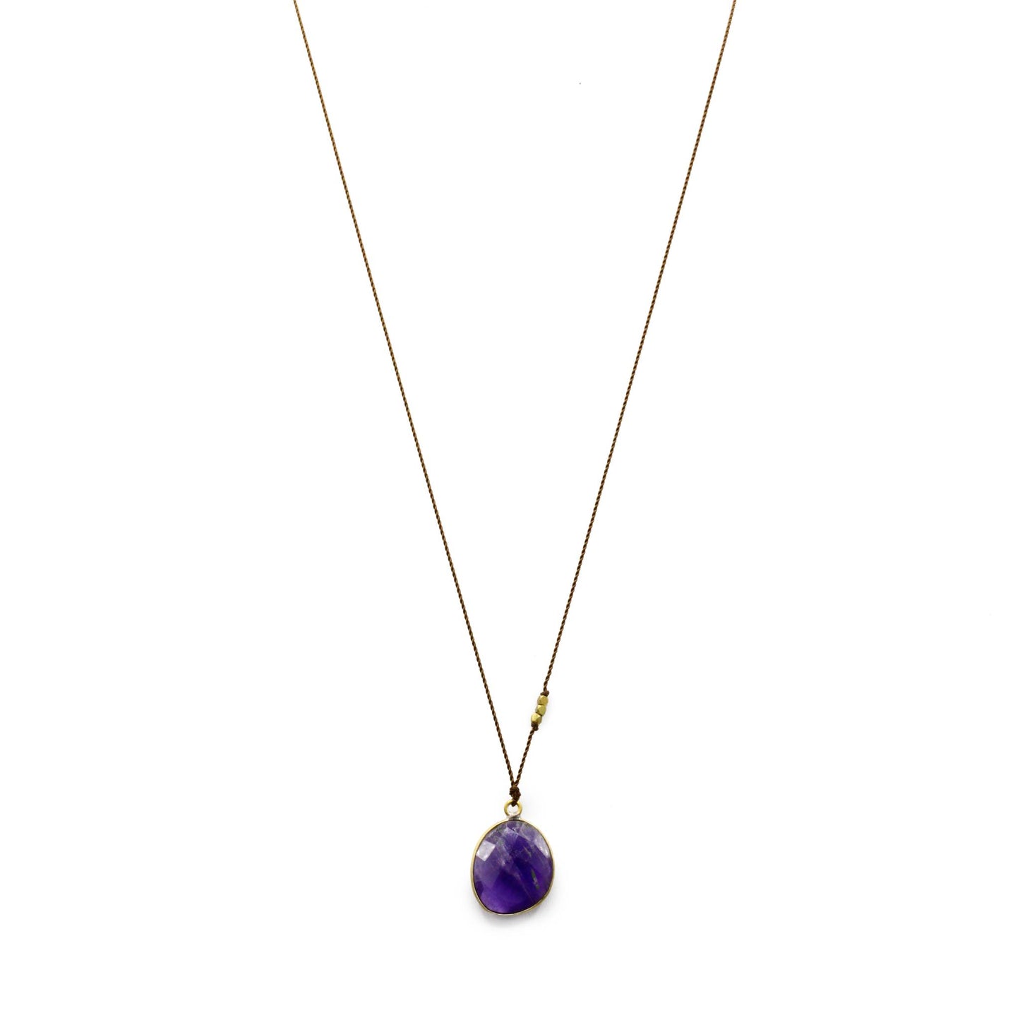 Margaret Solow Jewelry | Lavender Amethyst + Brass Drop Necklace | Firecracker