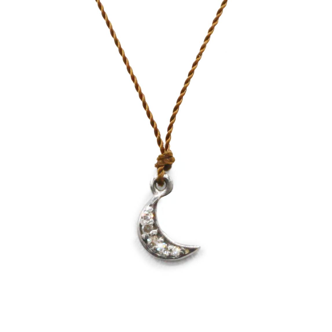 Margaret Solow Jewelry | Pave Diamond "Crescent Moon" Pendent Necklace | Firecracker