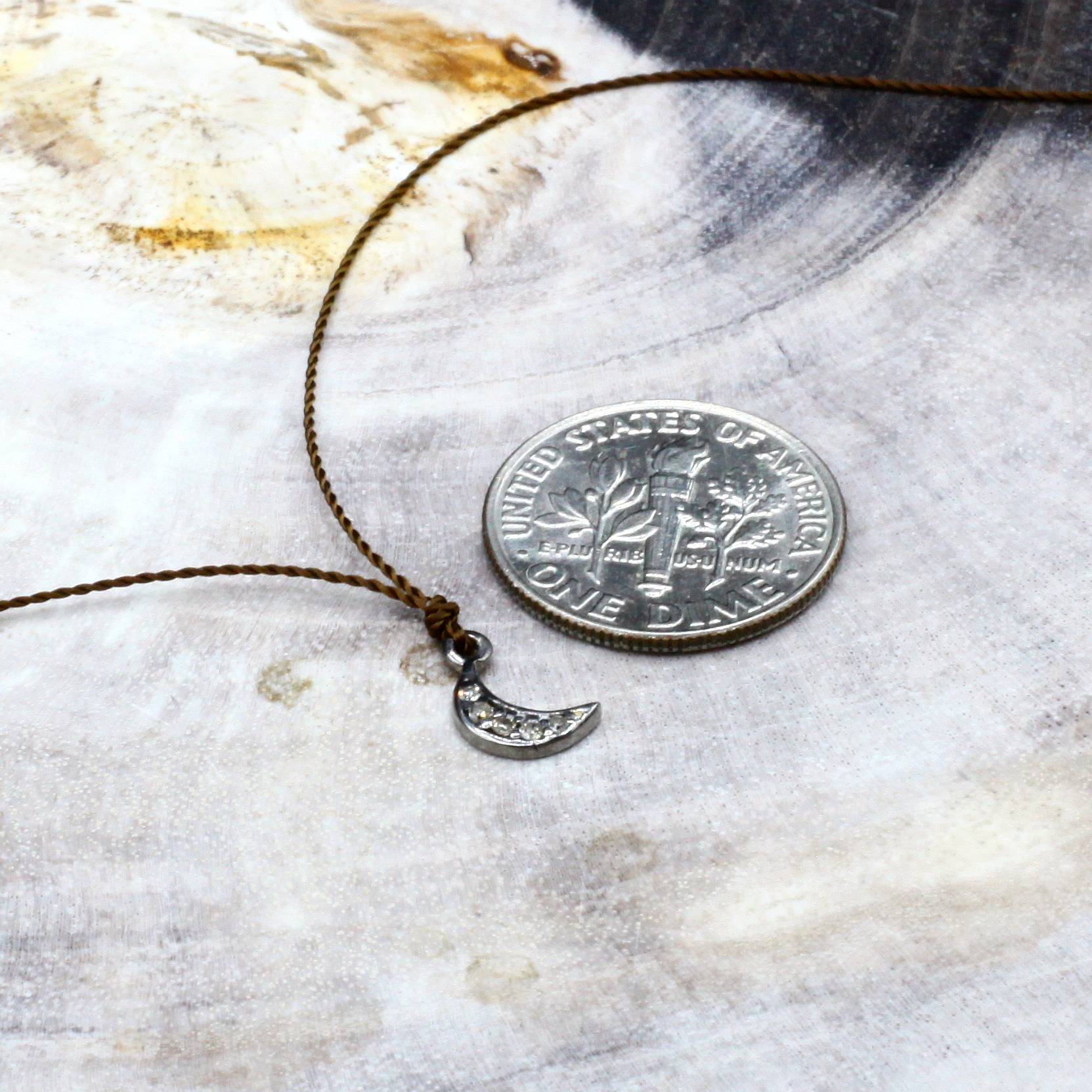 Margaret Solow Jewelry | Pave Diamond "Crescent Moon" Pendent Necklace | Firecracker