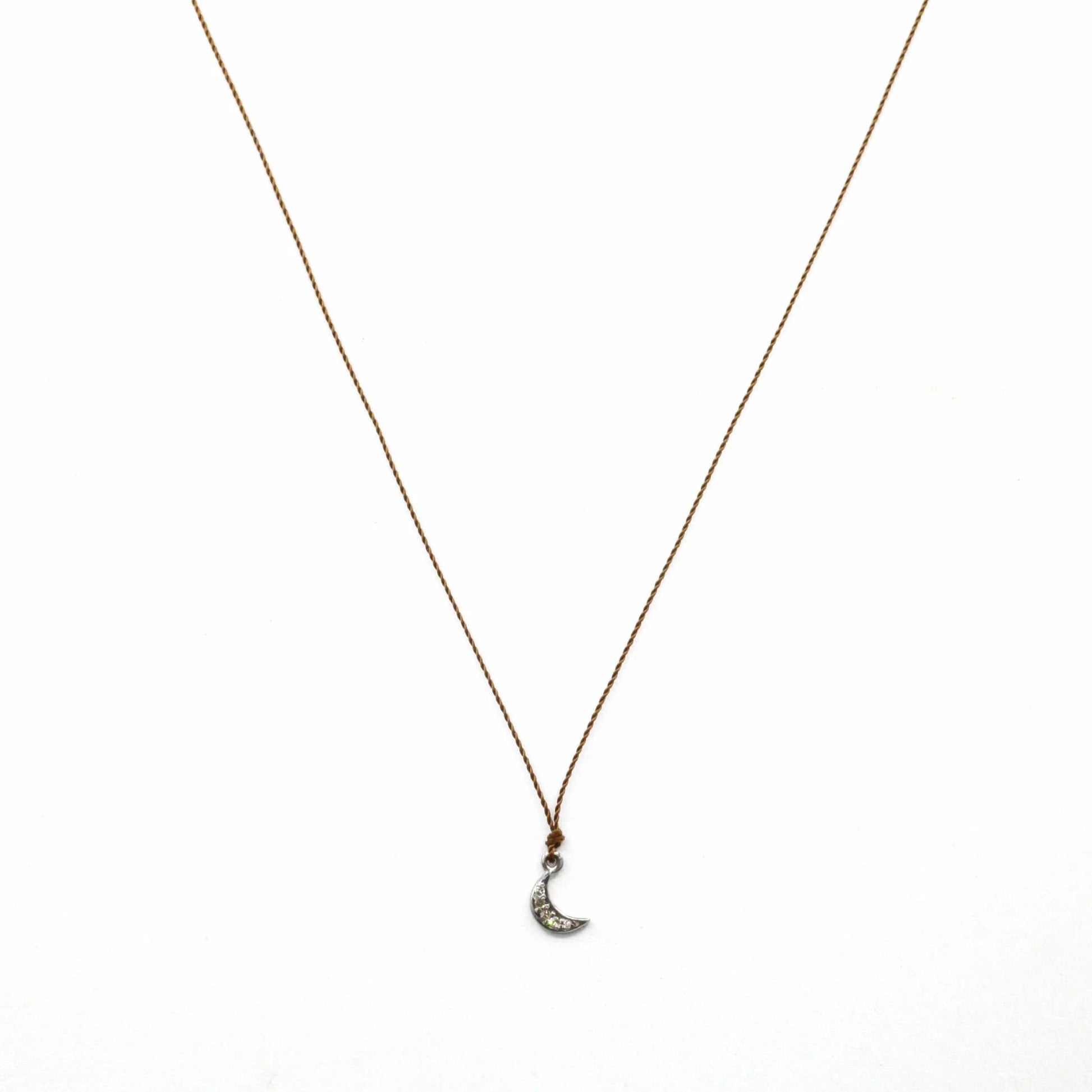 Margaret Solow Jewelry | Pave Diamond "Crescent Moon" Pendent Necklace | Firecracker