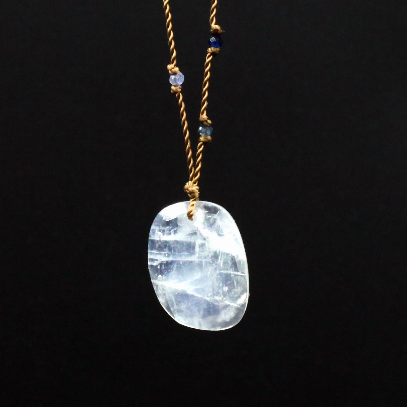 Margaret Solow Jewelry | Rainbow Moonstone + Sapphire Beaded Necklace | Firecracker