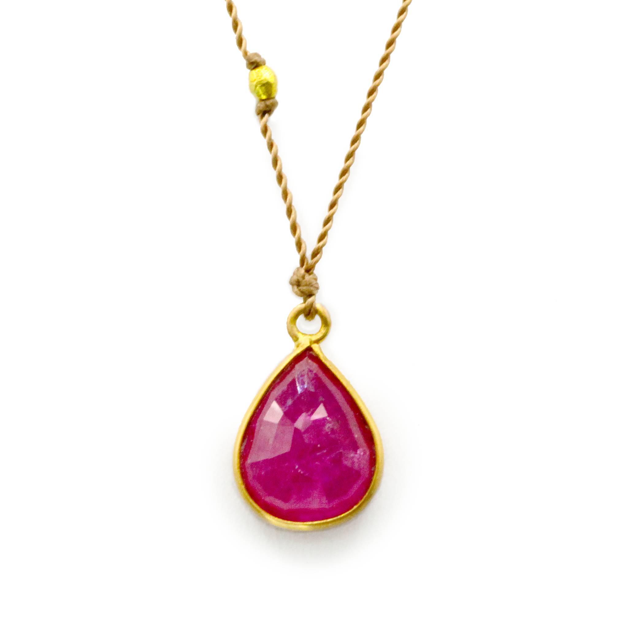 Illusion Ruby and Diamond Teardrop Pendant Necklace14k White Gold – Skibell  Fine Jewelry