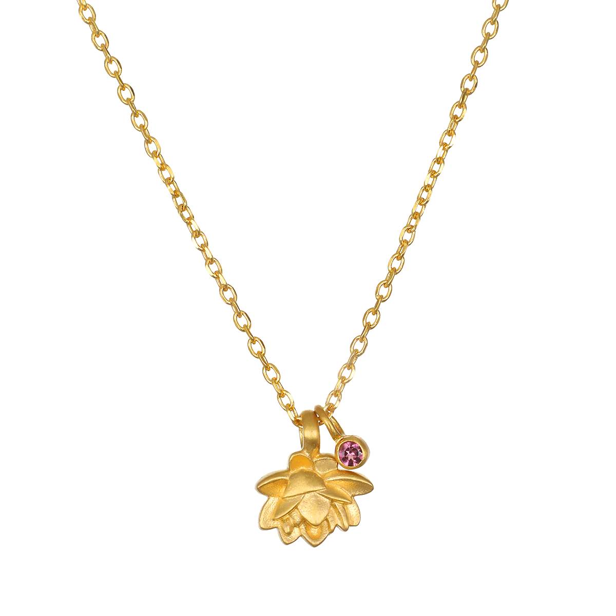 Satya Jewelry | ""Bloom in Peace" Lotus + Tourmaline Gemstone Necklace | Firecracker