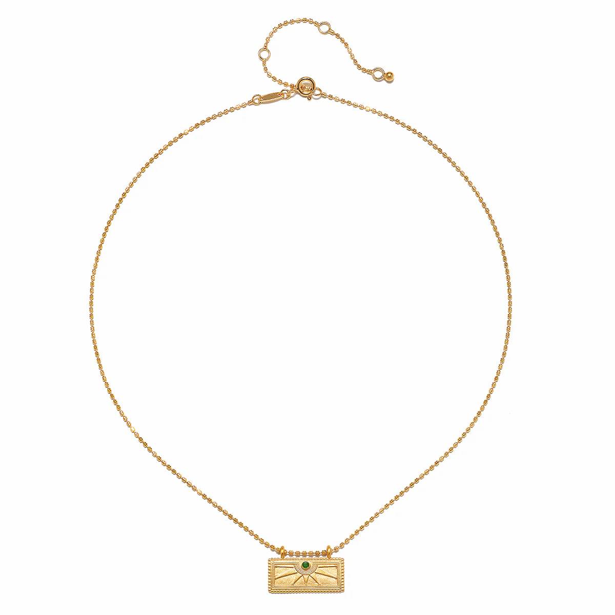 Satya Jewelry | Emerald "Sunburst Birthstone" Tablet Necklace | Firecracker