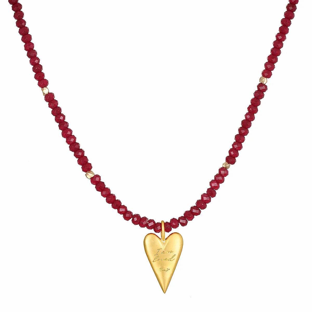 Satya Jewelry | "Healing Heart" Red Onyx Pendant Necklace | Firecracker