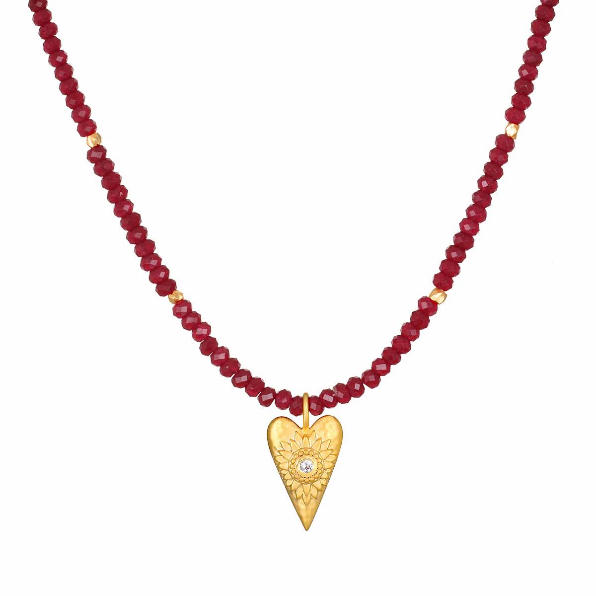 Satya Jewelry | "Healing Heart" Red Onyx Pendant Necklace | Firecracker