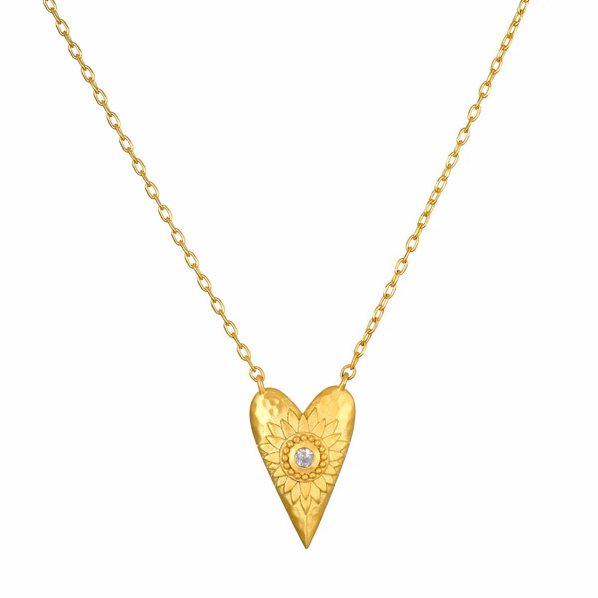 Satya Jewelry | "Infinitely Loved" White Topaz Heart Necklace | Firecracker